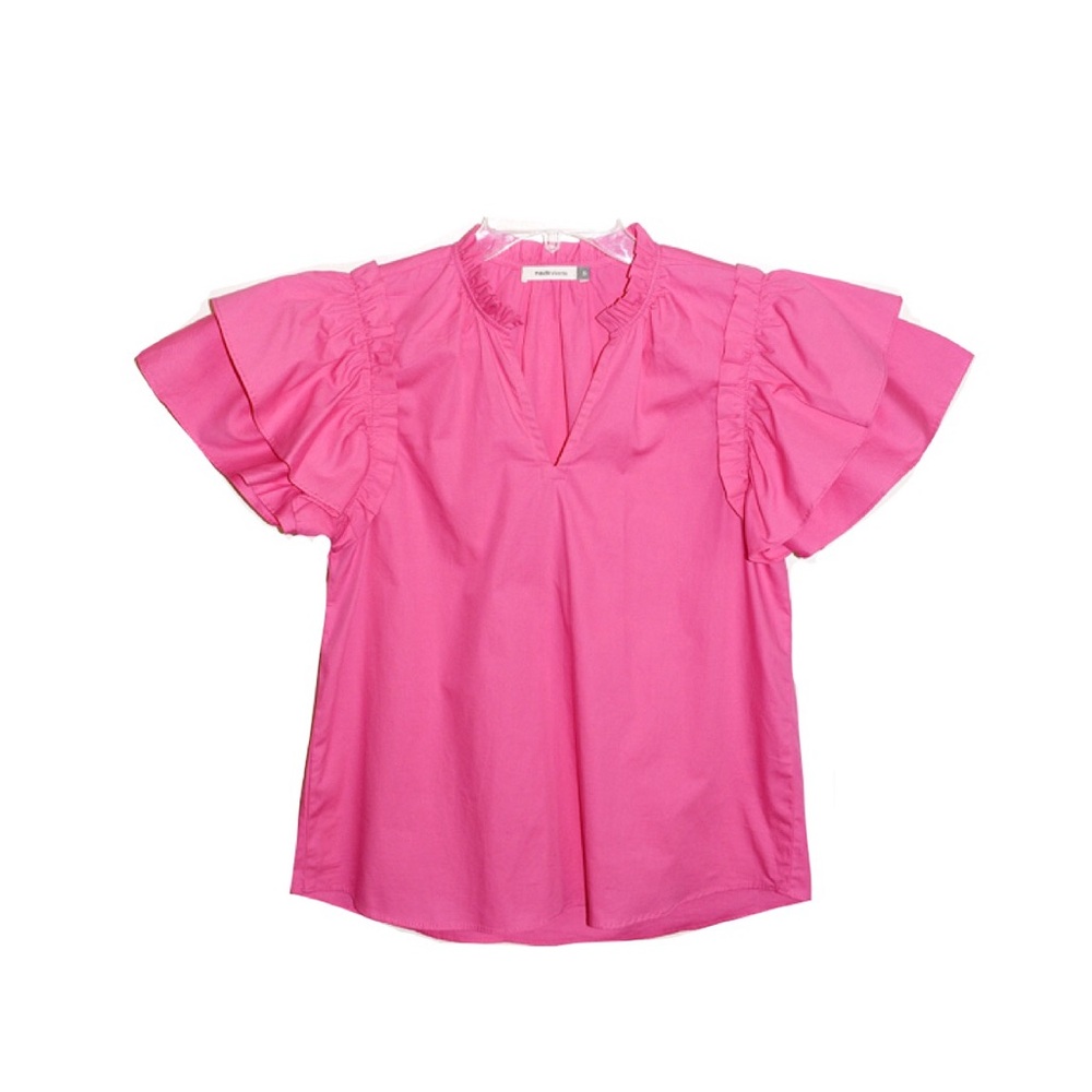 Maude Vivante Dani Top Pink Flutter Ruffle Sleeve